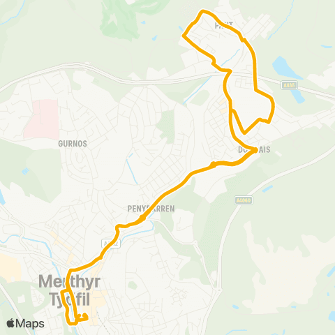 Stagecoach South Wales Merthyr Bus Sta Stand 5 - Merthyr Bus Sta Stand 1 map
