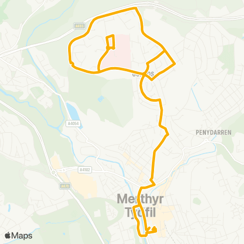 Stagecoach South Wales Merthyr Bus Sta Stand 6 - Merthyr Bus Sta Stand 1 map