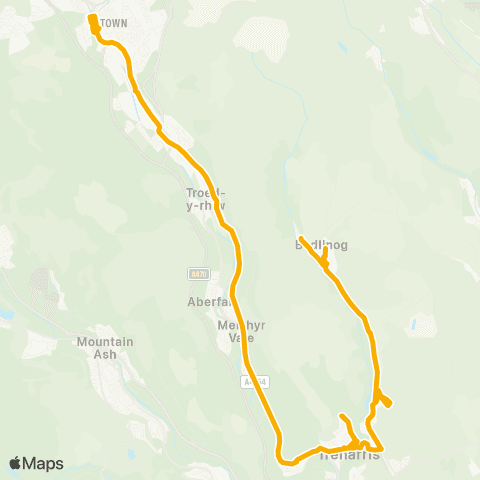 Stagecoach South Wales Merthyr Bus Sta Stand 9 - Maes-Y-Bedw map