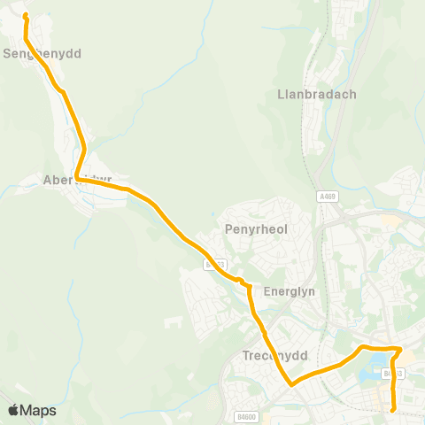 Stagecoach South Wales Cenydd Ter - Caerphilly Interchange Stand 11 map