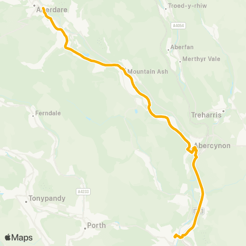 Stagecoach South Wales Aberdare Bus Sta Stand 1 - Pontypridd Bus Sta Stand 2 map