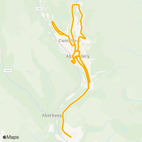 Stagecoach South Wales Abertillery Tesco - Abertillery Tesco map
