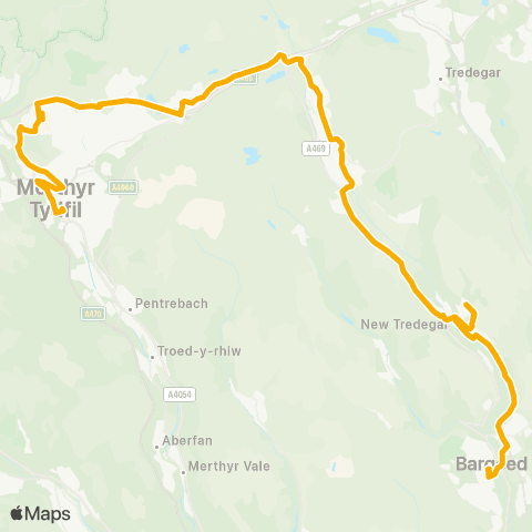Stagecoach South Wales Hanbury Square - Merthyr Bus Sta Stand 1 map