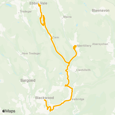 Stagecoach South Wales Blackwood Bus Sta Stand 8 - Ebbw Vale Bus Sta Stand 3 map