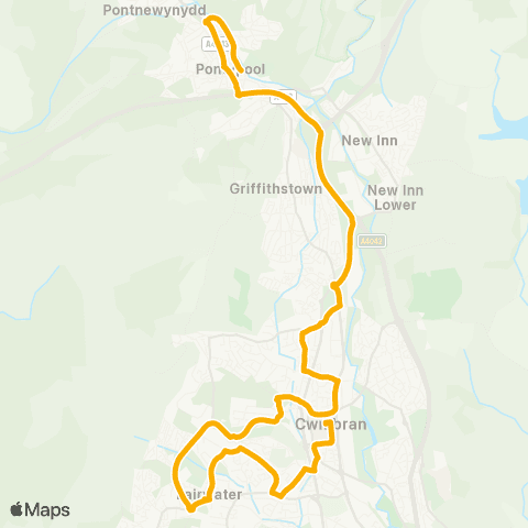 Stagecoach South Wales Town Hall 2 - Cwmbran Bus Sta Stand B map