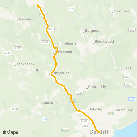 Stagecoach South Wales Merthyr Bus Sta Stand 8 - Greyfriars Rd Stop Gj map