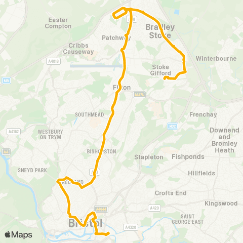 Stagecoach South Wales Temple Meads Sta - Bristol Parkway Sta map