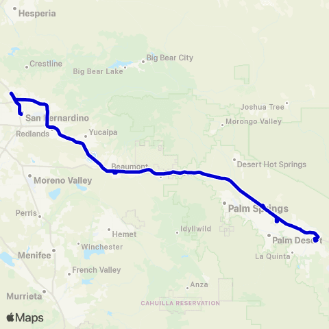 SunLine Route 10 Commuter Link map