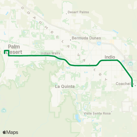 SunLine Route 1 East Valley map
