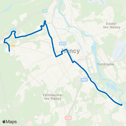 STAN Laxou Sapiniere ↔︎ Laneuveville Centre map