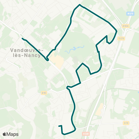 Stan Scolaires Vandoeuvre Simone de Beauvoir ↔︎ Vélodrome map