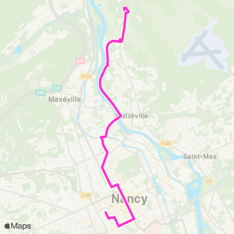 Stan Scolaires Nancy Gare ↔︎ Malzéville Pixerécourt map