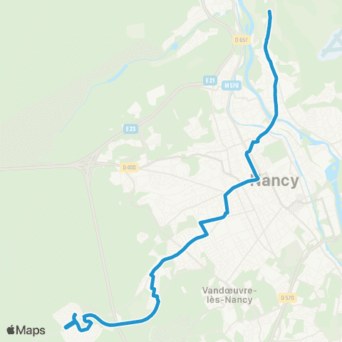 STAN Villers Clairlieu ↔︎ Malzéville map