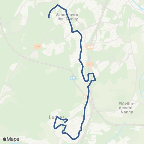 STAN Villers Campus ↔︎ Ludres map