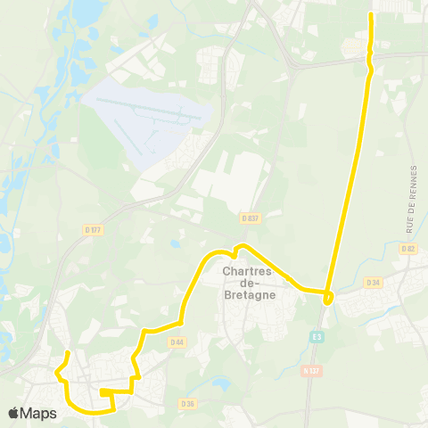 STAR Bruz (Bruz Gare) - Rennes (Henri Fréville) map