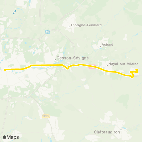 STAR Brécé (Anjou) - Cesson-Sévigné - Rennes (Rép.) map