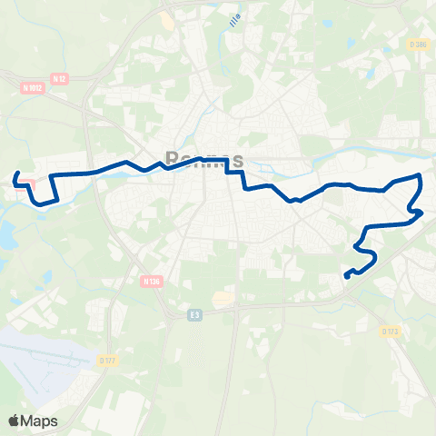 STAR Rennes (La Poterie) - Vezin-le-Coquet (ZI O.) map