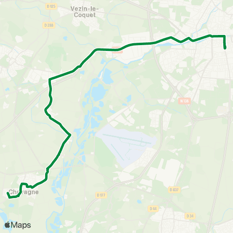 STAR Rennes (CDG) - Chavagne (Croix Blanche) map