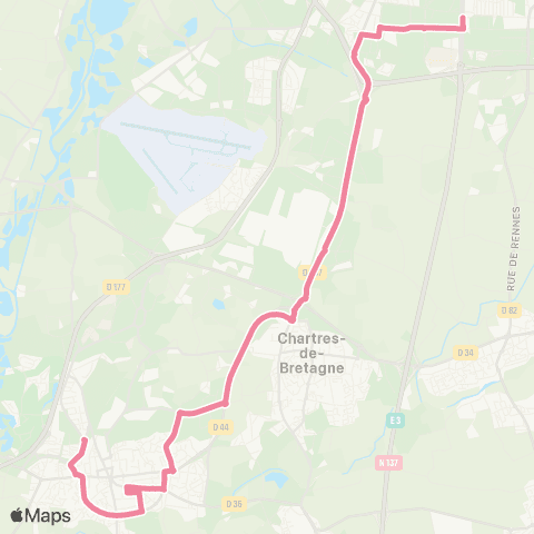 STAR Rennes (Henri Fréville) - Bruz (Bruz Gare) map