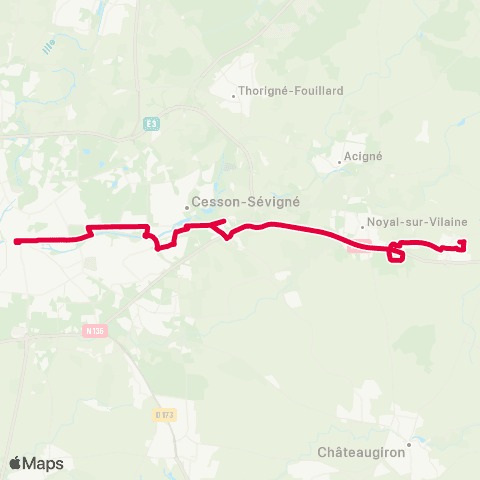 STAR Brécé (Anjou) - Cesson-Sévigné - Rennes (Rép.) map