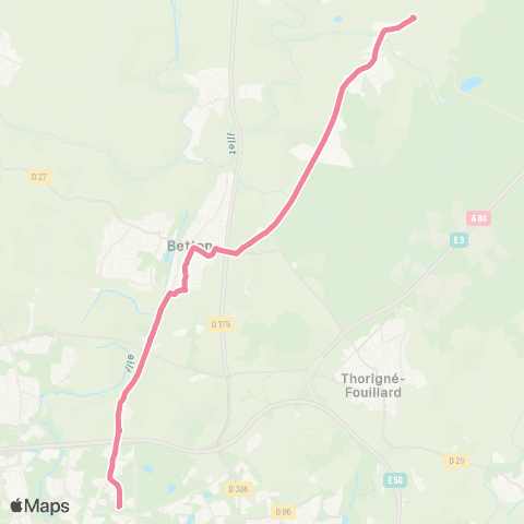 STAR St-Sulpice-la-Forêt (Cropy) - Betton - Rennes (Les Gayeulles) map