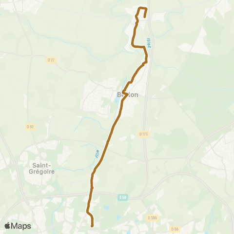 STAR Chevaigné (Pommiers) - Betton - Rennes (Les Gayeulles) map