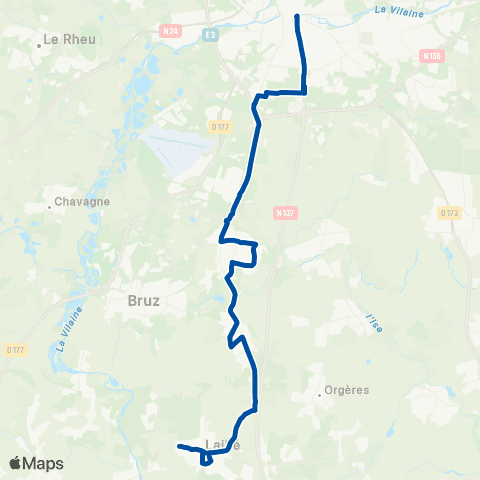 STAR Rennes (Henri Fréville) - Chartres-de-Bretagne - Pont-Péan (Bois Esnault) map