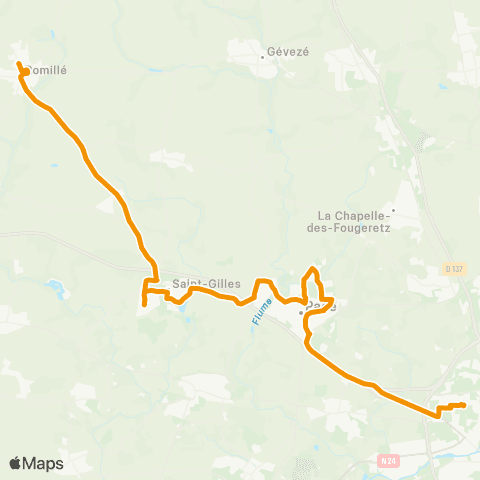 STAR Rennes (Villejean-Uni) - Pacé (Pâtis Roussel) map