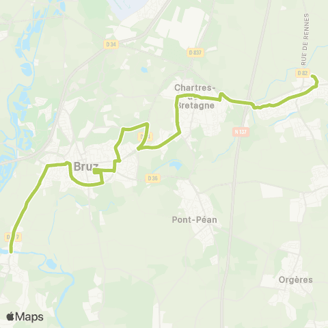 STAR Noyal-Châtillon-s/-Seiche (Petite Saudrais) - Chartres-de-Bretagne - Bruz (Cicé Blossac / Pont-Réan) map