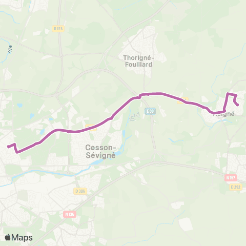 STAR Acigné (Timonière) - Rennes (Assomption) map