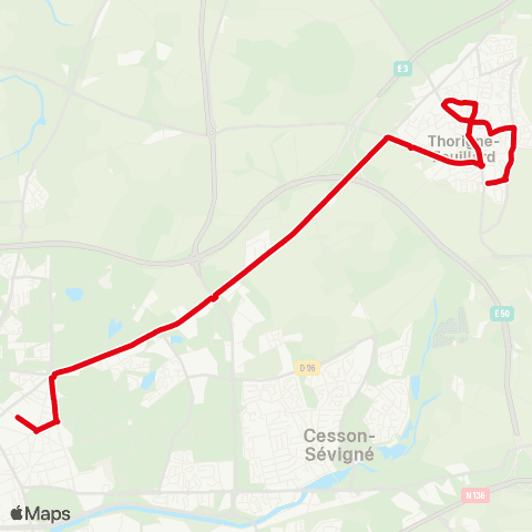 STAR Thorigné-Fouillard (Landelles) - Rennes (Assomption) map