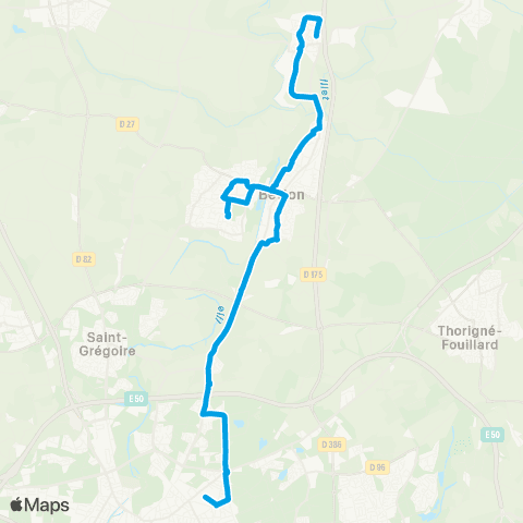 STAR Chevaigné (Pommiers) - Betton - St-Grégoire - Rennes (Assomption) map