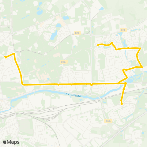 STAR Cesson-Sévigné (Métairies Chalotais) - Rennes (Assomption) map