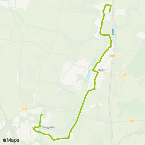 STAR Chevaigné (Pommiers) - Betton - St Grégoire (Jean-Paul II) map