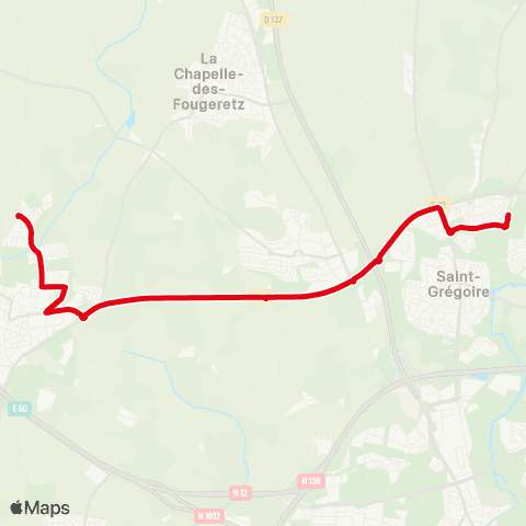 STAR St-Grégoire (Jean-Paul II) - Pacé (Pâtis Roussel) map