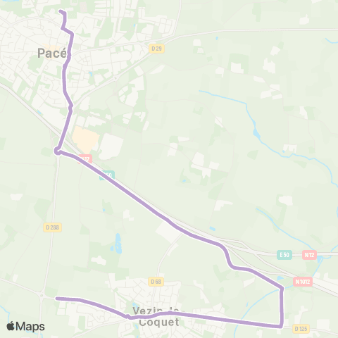 STAR Vezin-le-Coquet (Haie de Terre) - Pacé (Ctre scolaire Pacé) map