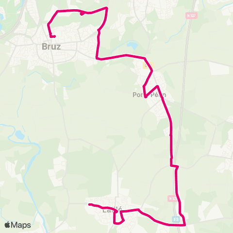 STAR Bruz (Brossolette) - Pont-Péan - Laillé (Gingouillère) map