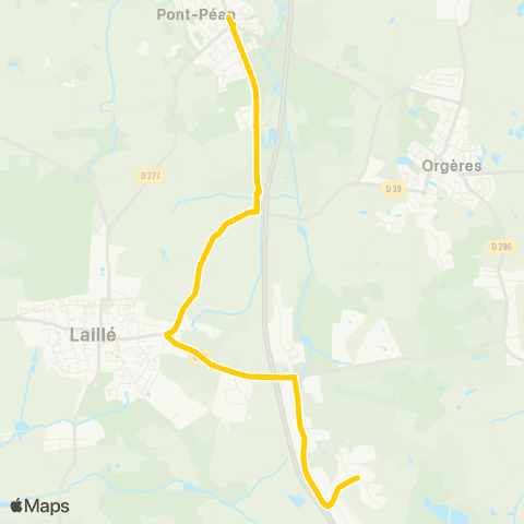 STAR Pont-Péan (Mouton Blanc) - Laillé - Orgères (L'Hermitière Village) map