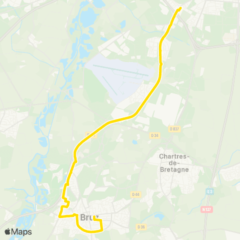 STAR St-Jacques-de-la-Lande (St-Jacques - Gaîté) - Bruz (Ker Lann / Bruz Ctre) map