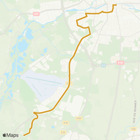 STAR Rennes (République) - Bruz (Schuman) map