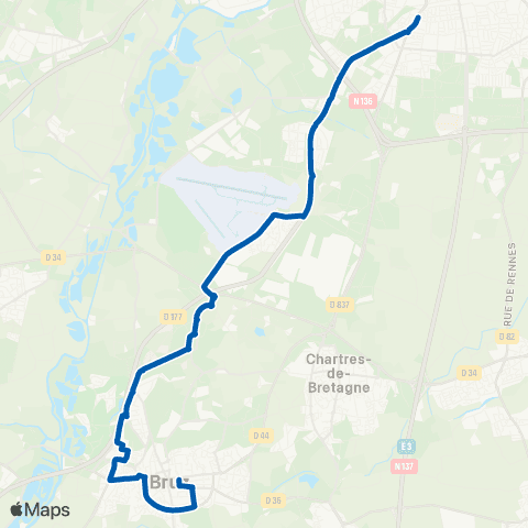 STAR Rennes (Foyer Rennais) - Bruz (Bruz Ctre) map
