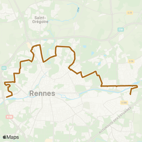 STAR Cesson-Sévigné (Monniais) - Rennes (Roazhon Park) map