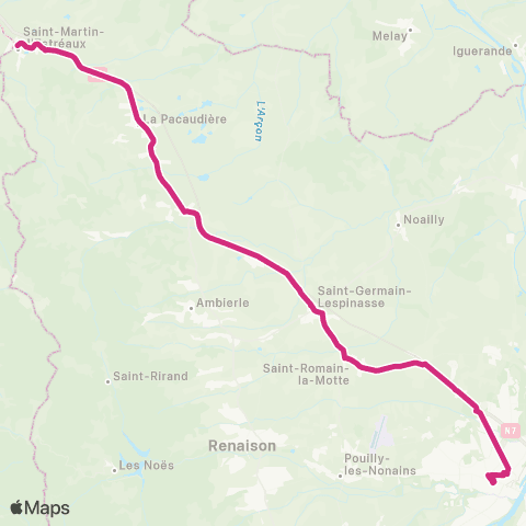 STAR St Martin d'Estréaux - Roanne map