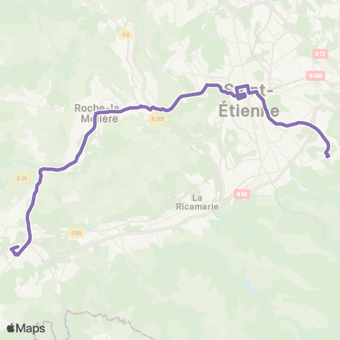 STAS Gare Firminy ↔︎ Metare map