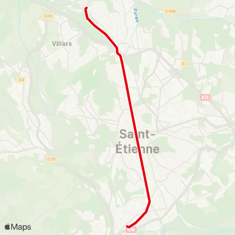 STAS Hôpital Nord ↔︎ Solaure map
