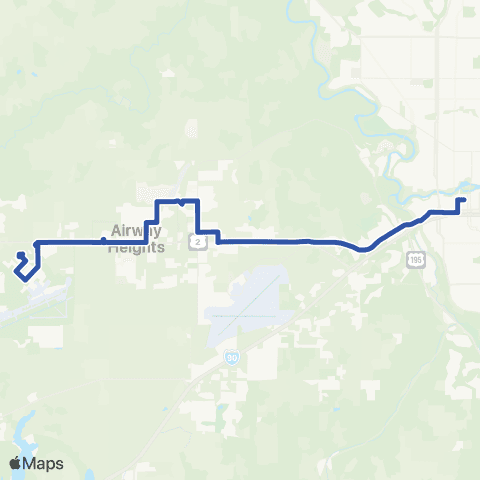 Spokane Transit Highway 2 / Fairchild map