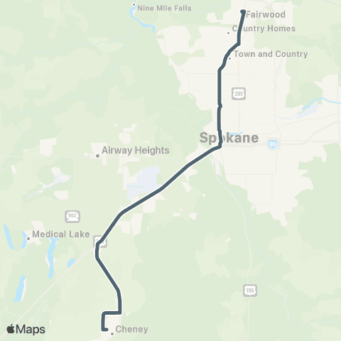 Spokane Transit EWU North Express map