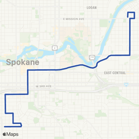 Spokane Transit South Adams / Napa map