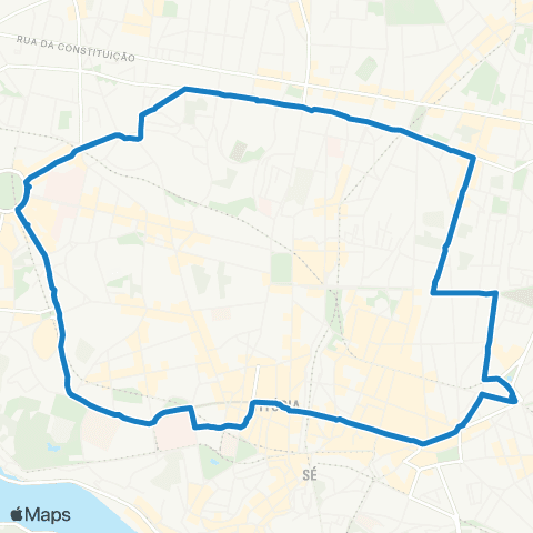 STCP Circular Aliados-damião De Gois map