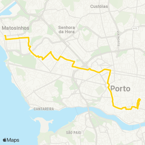 STCP Aliados-matosinhos (praia) map